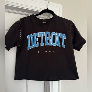 Gameday Couture small Detroit Lions women’s black studded crop t-shirt like new